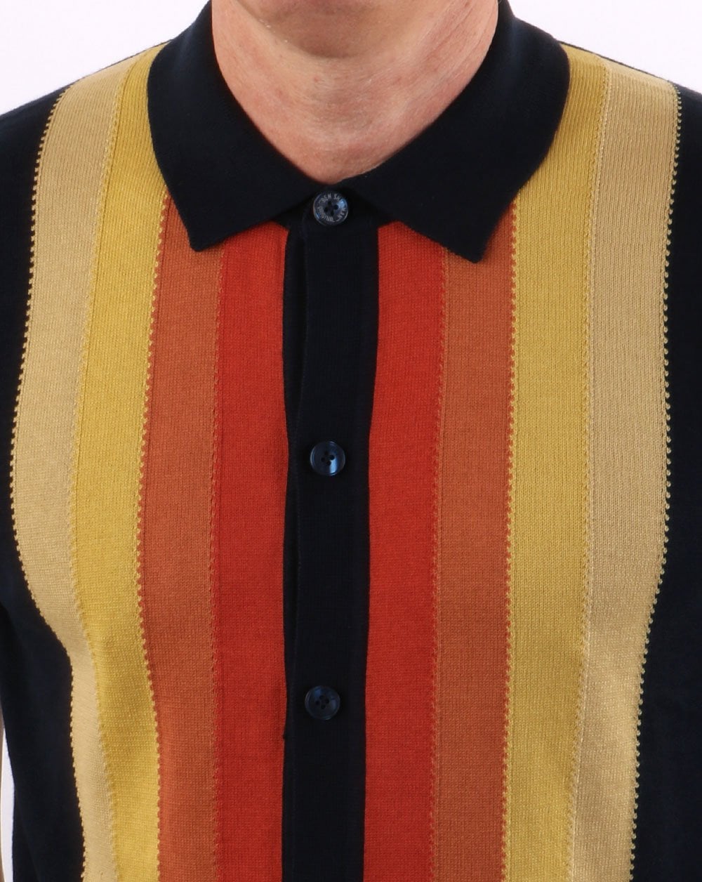 Ben Sherman – Modisches Poloshirt mit durchgehender Knopfleiste, Dunkelmarineblau