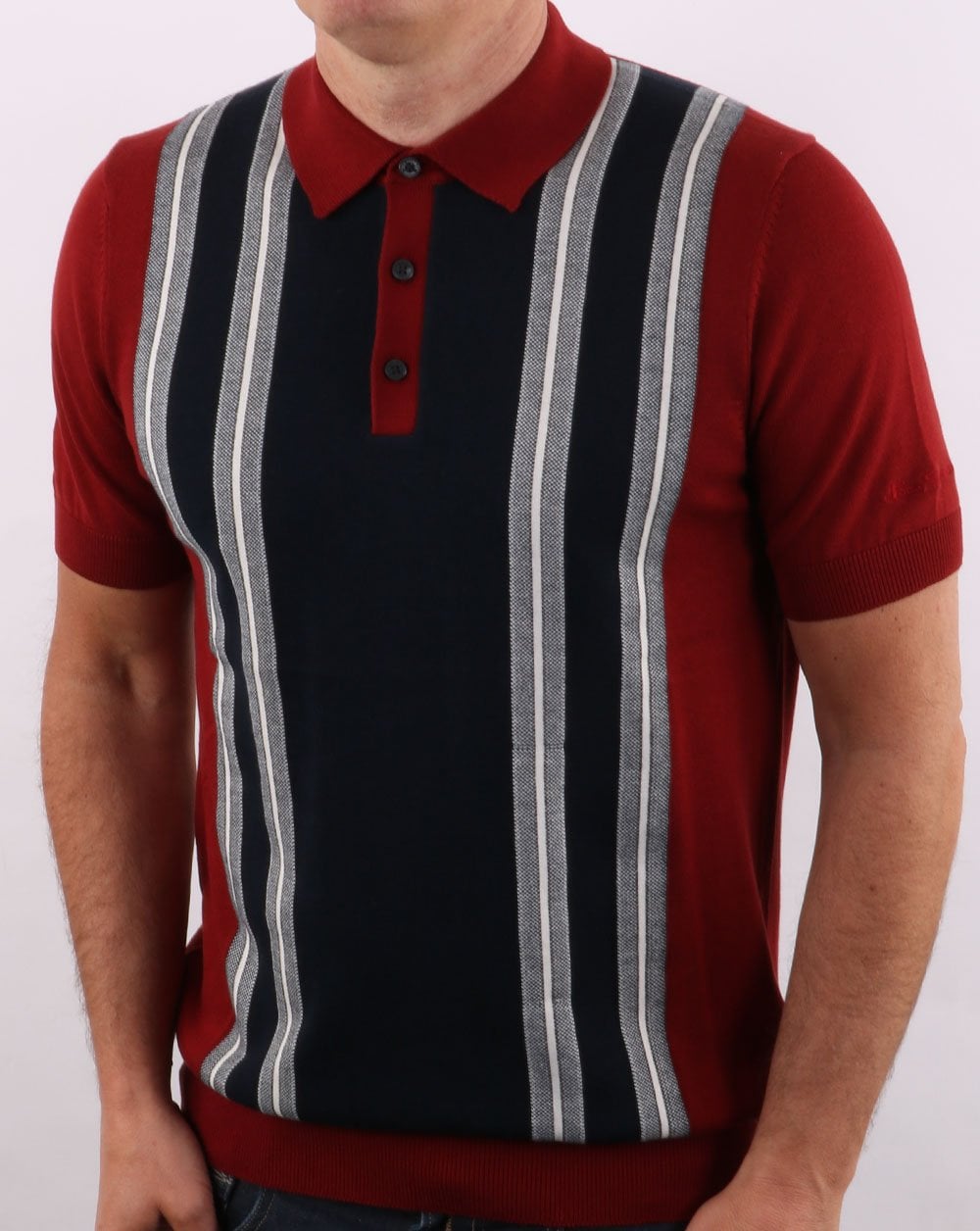 Ben Sherman Mod Stripe Polo Rot