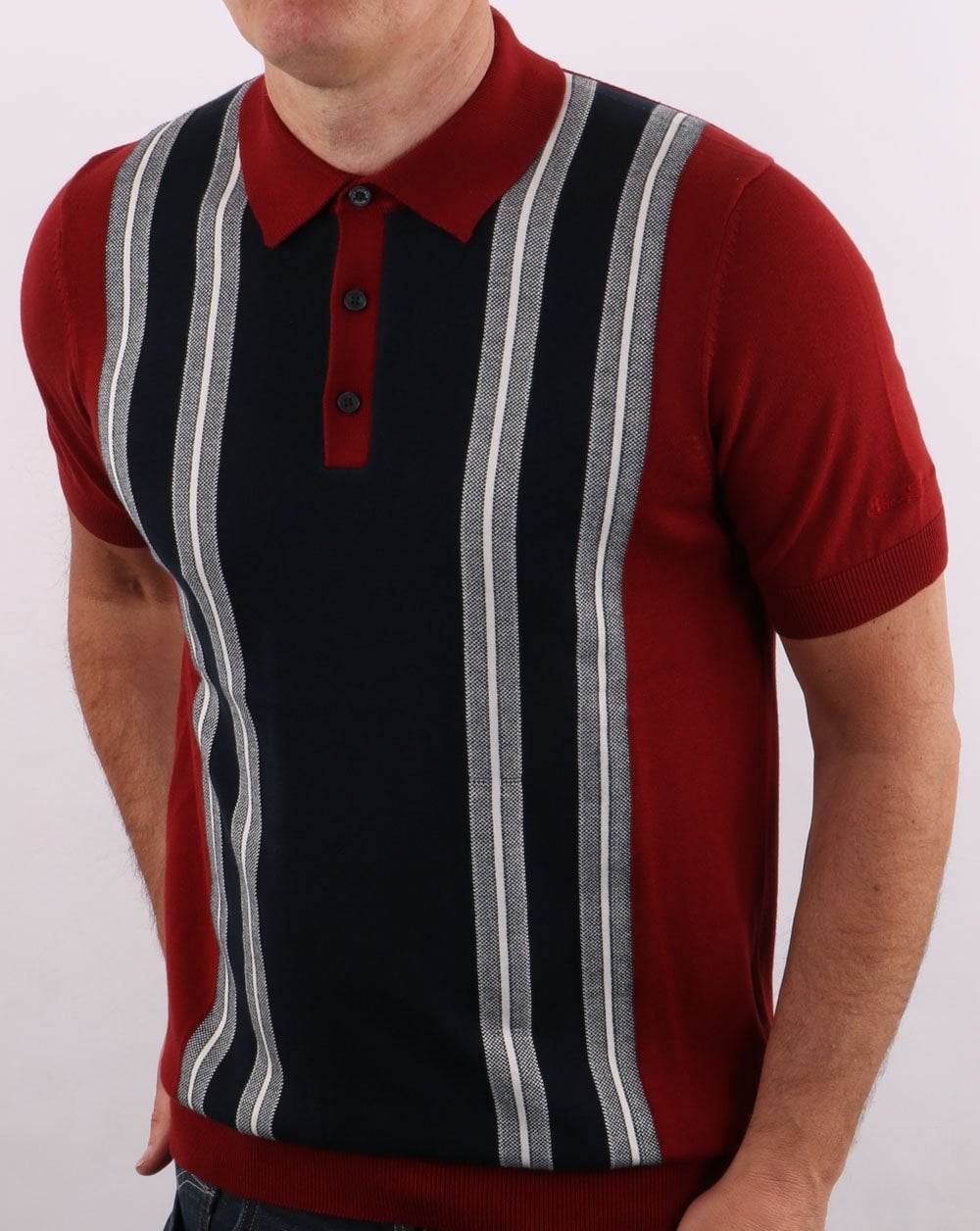 Ben Sherman Mod Stripe Polo Rot