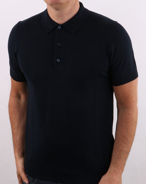 Ben Sherman Short Sleeve Knitted Polo Dark Navy