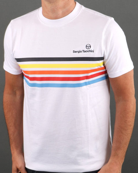 Sergio Tacchini White Multi stripe T Shirt