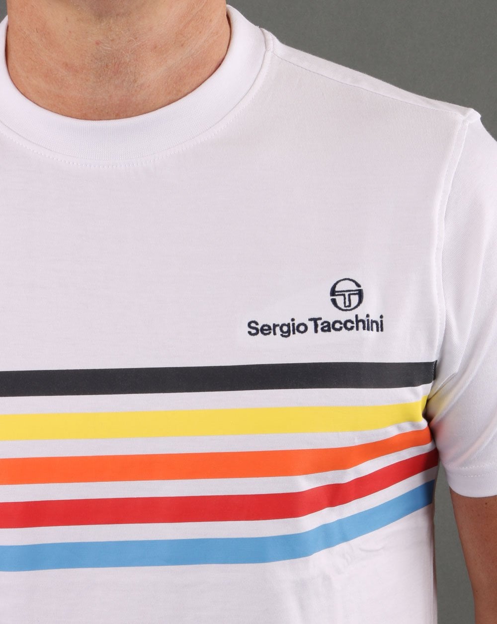 Sergio Tacchini White Multi stripe T Shirt