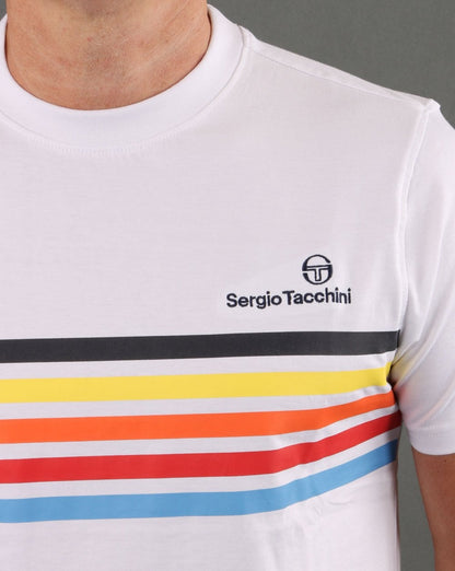 Sergio Tacchini – Weißes T-Shirt mit mehreren Streifen
