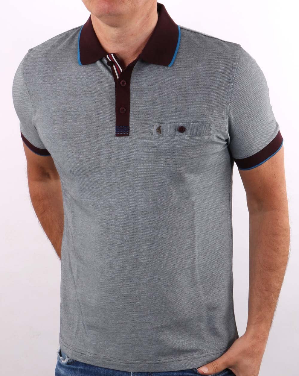 Gabicci Vintage Two Tone Polo Navy / Grey
