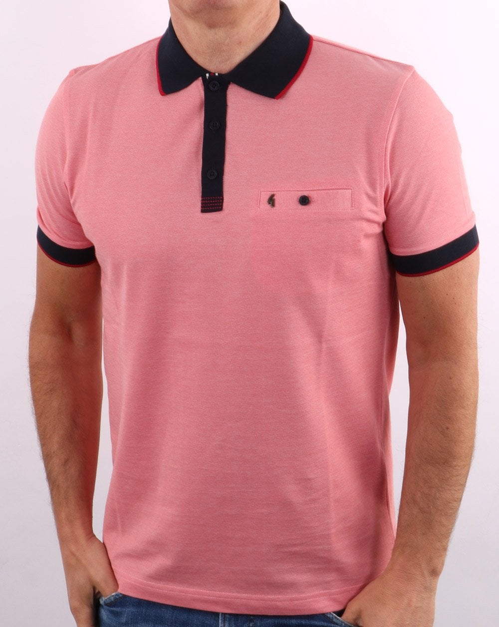 Gabicci Vintage Two Tone Polo Coral Pink