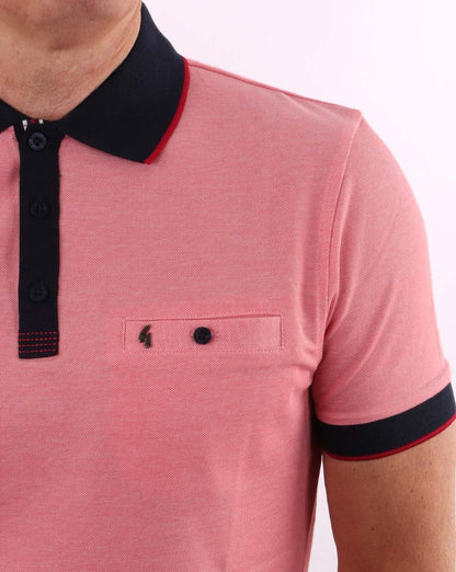 Gabicci Vintage Two Tone Polo Coral Pink