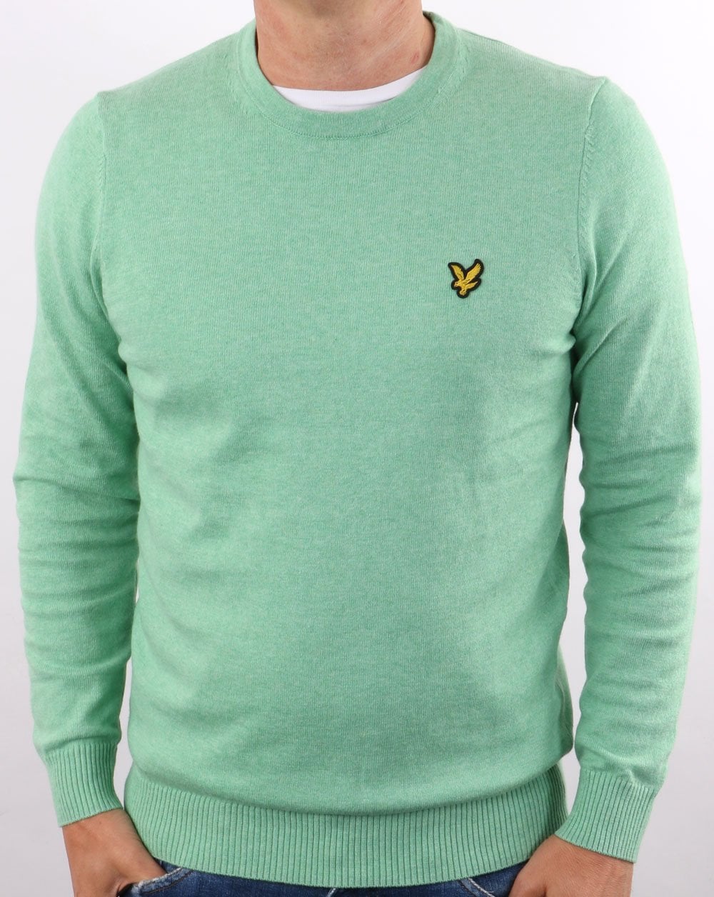 Lyle And Scott – Rundhalspullover aus Baumwoll-Merino-Baumwolle in Meeresminze