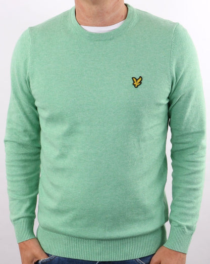 Lyle And Scott – Rundhalspullover aus Baumwoll-Merino-Baumwolle in Meeresminze