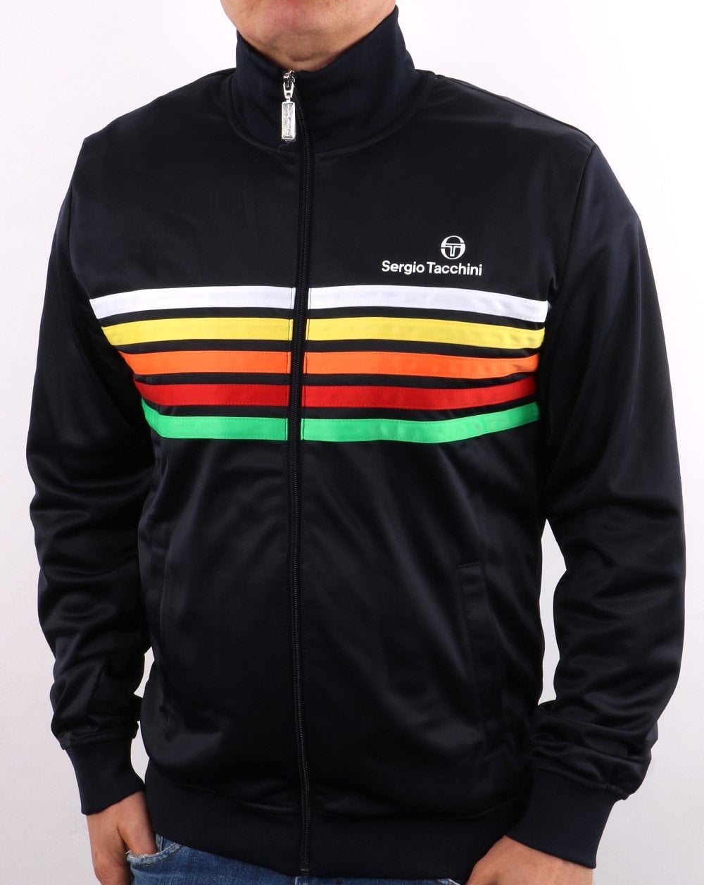 Sergio Tacchini Varena 5-Streifen-Trainingsoberteil in Marineblau
