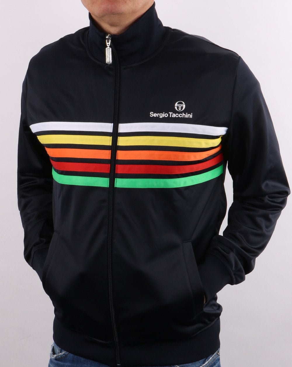 Sergio Tacchini Varena 5-Streifen-Trainingsoberteil in Marineblau