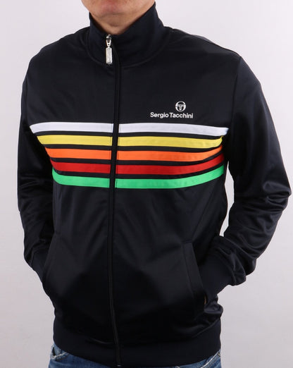 Sergio Tacchini Varena 5-Streifen-Trainingsoberteil in Marineblau