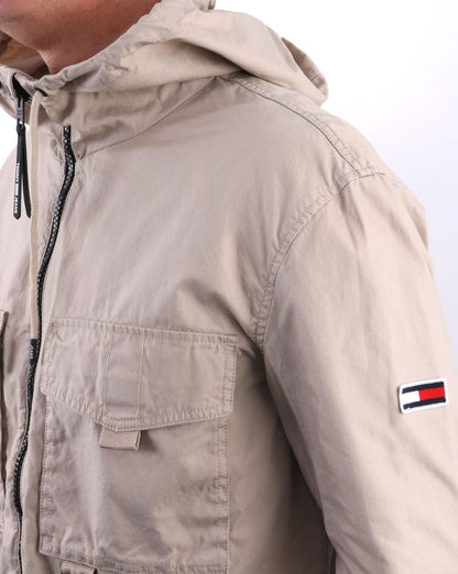 Tommy Jeans – Leichter Baumwollparka in weichem Beige