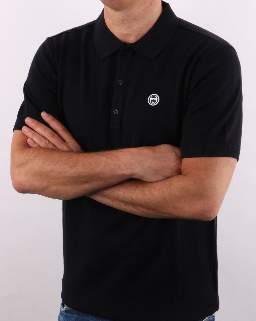 Sergio Tacchini Regola Gestricktes Poloshirt Marineblau