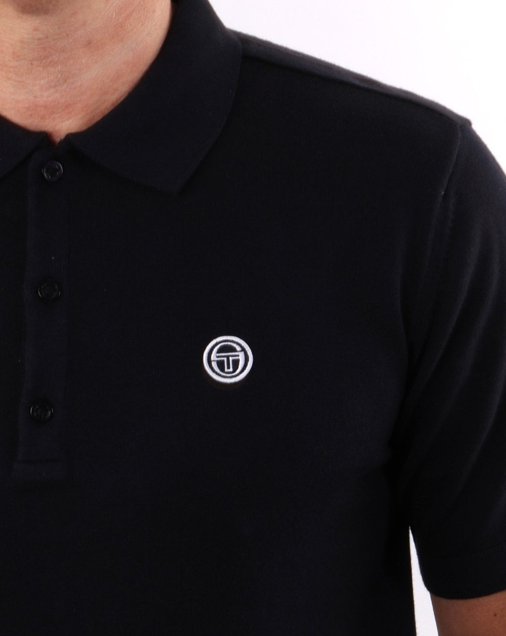 Sergio Tacchini Regola Gestricktes Poloshirt Marineblau