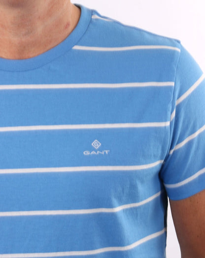 Gant – T-Shirt mit bretonischen Streifen und kurzen Ärmeln, Pazifikblau