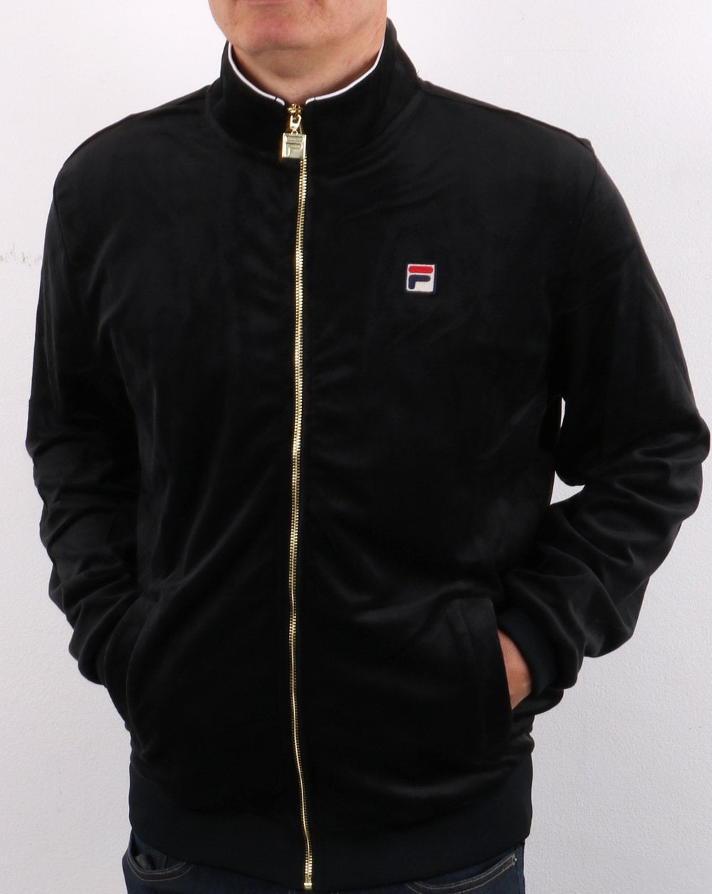 Fila Vintage Velours-Trainingsjacke Schwarz