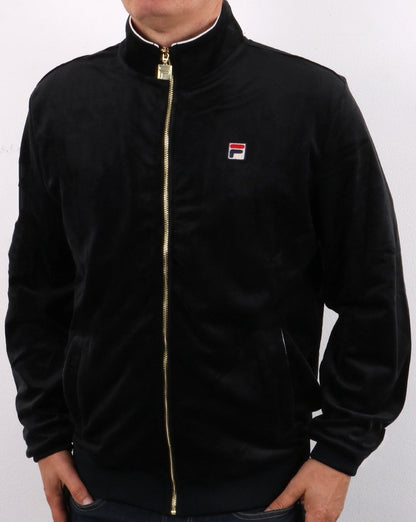 Fila Vintage Velours-Trainingsjacke Schwarz