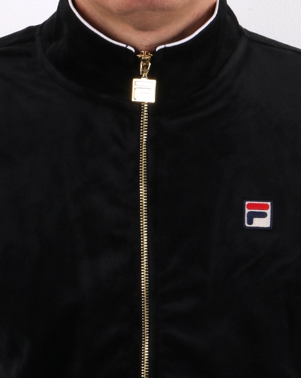 Fila Vintage Velours-Trainingsjacke Schwarz