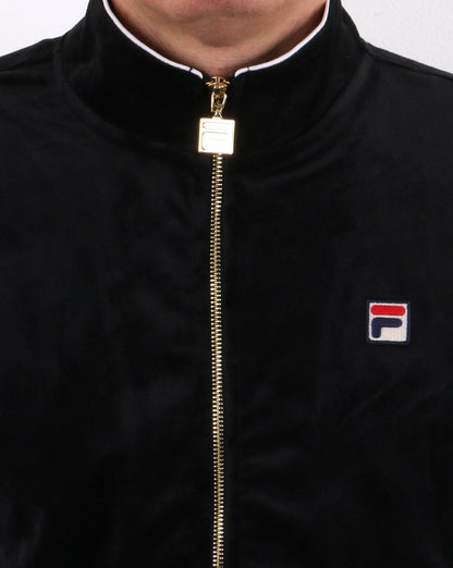 Fila Vintage Velours-Trainingsjacke Schwarz