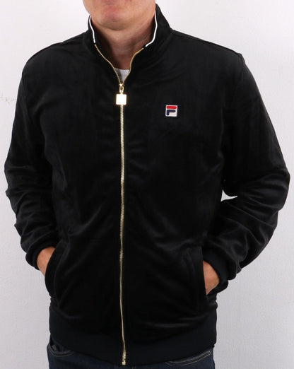 Fila Vintage Velours-Trainingsjacke Schwarz