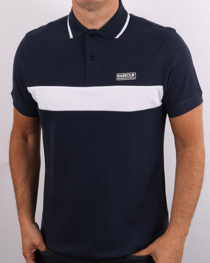 Barbour International Polokleid mit Blockstreifen Blau