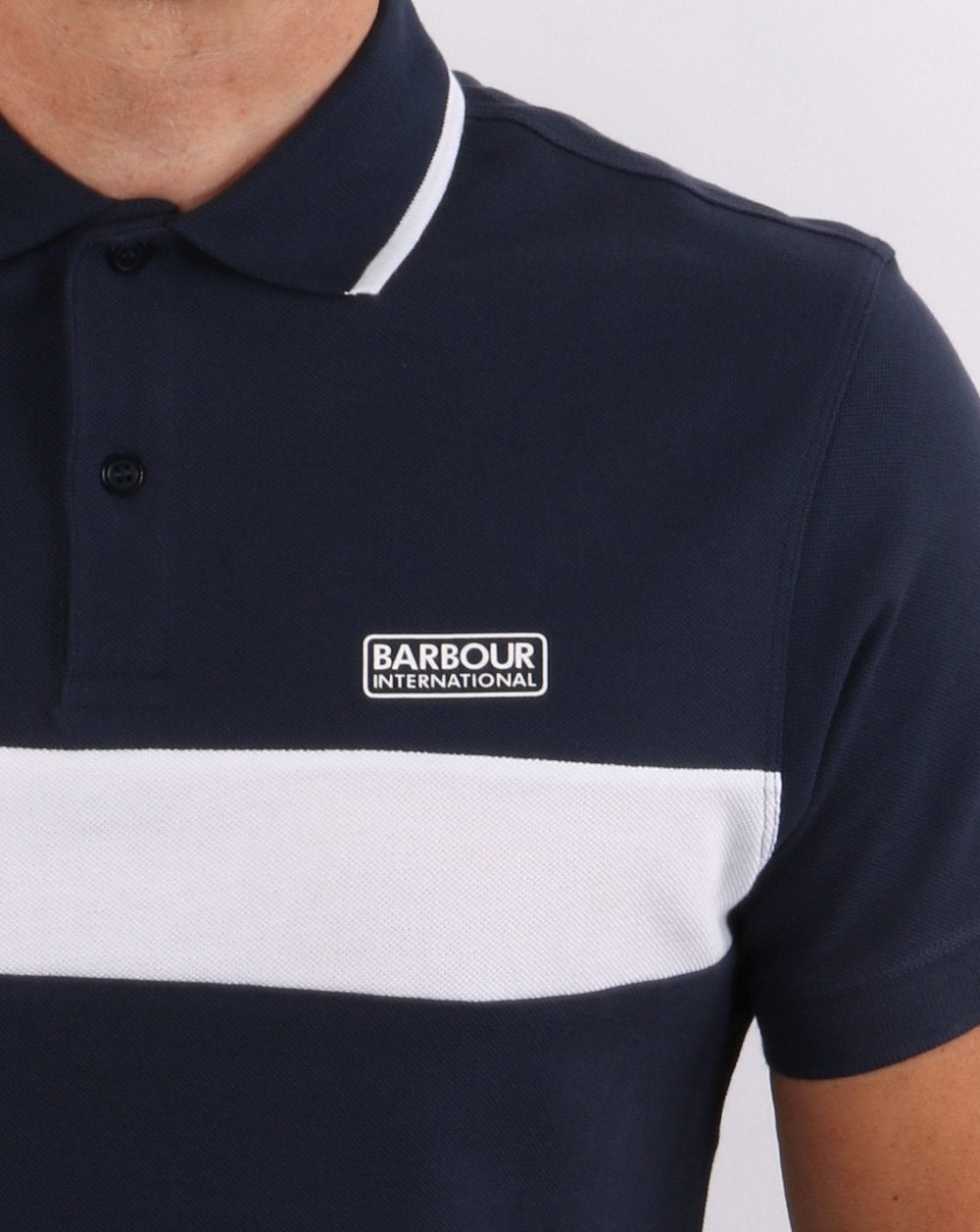 Barbour International Polokleid mit Blockstreifen Blau