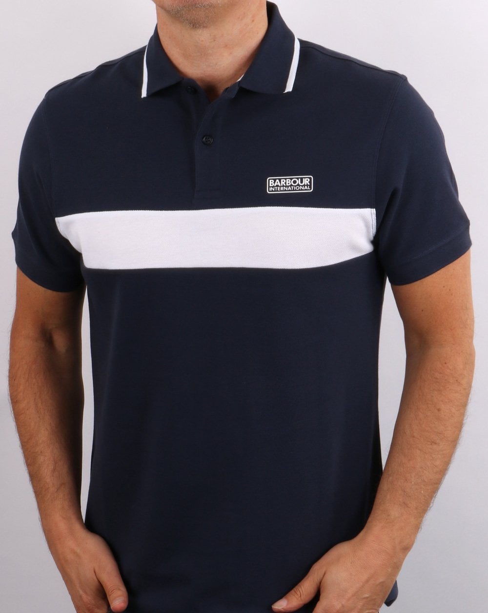 Barbour International Block Stripe Polo Dress Blue