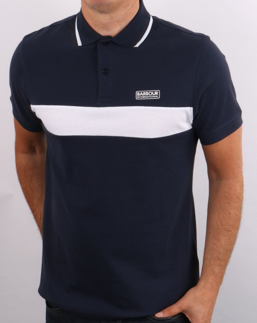 Barbour International Polokleid mit Blockstreifen Blau