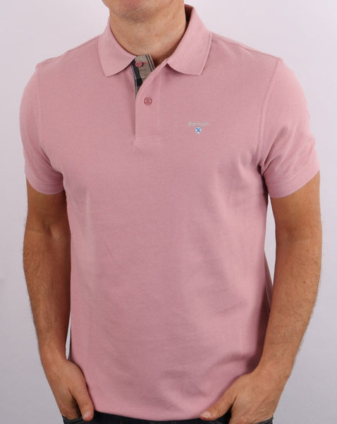 Barbour Tartan Pique Polo Faded Pink
