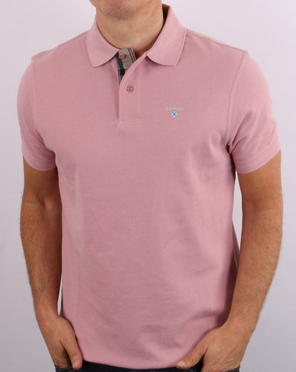 Barbour – Tartan-Piqué-Poloshirt in verblasstem Rosa