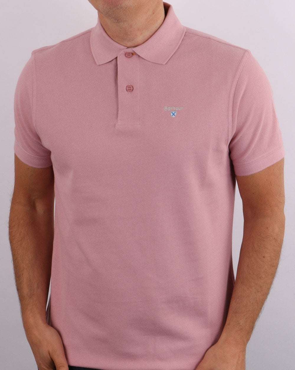 Barbour Tartan Pique Polo Faded Pink