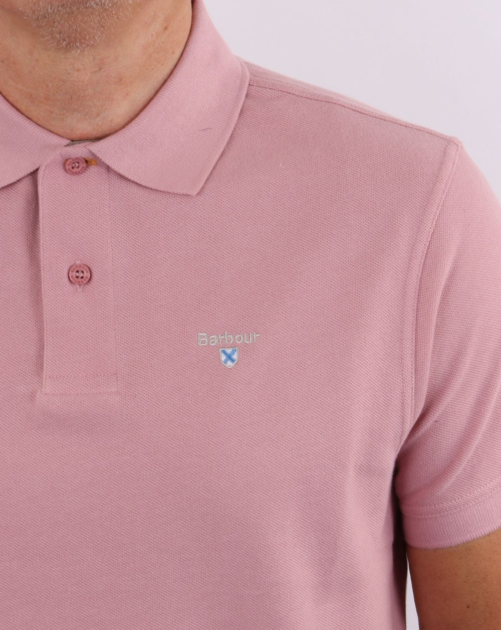 Barbour – Tartan-Piqué-Poloshirt in verblasstem Rosa