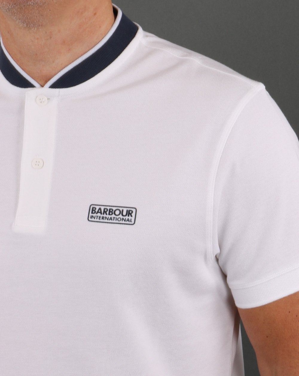 Barbour International Tipped Sports Collar Polo White