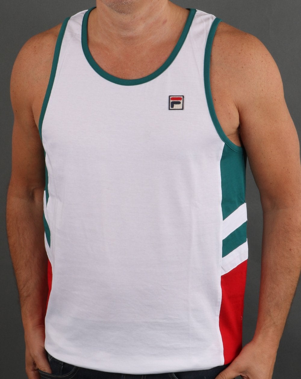 Fila Vintage Weste Weiß-Grün-Rot