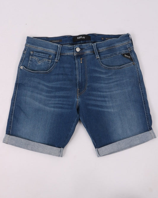 REPLAY Replay Hyperflex Denim Shorts Mittelblau