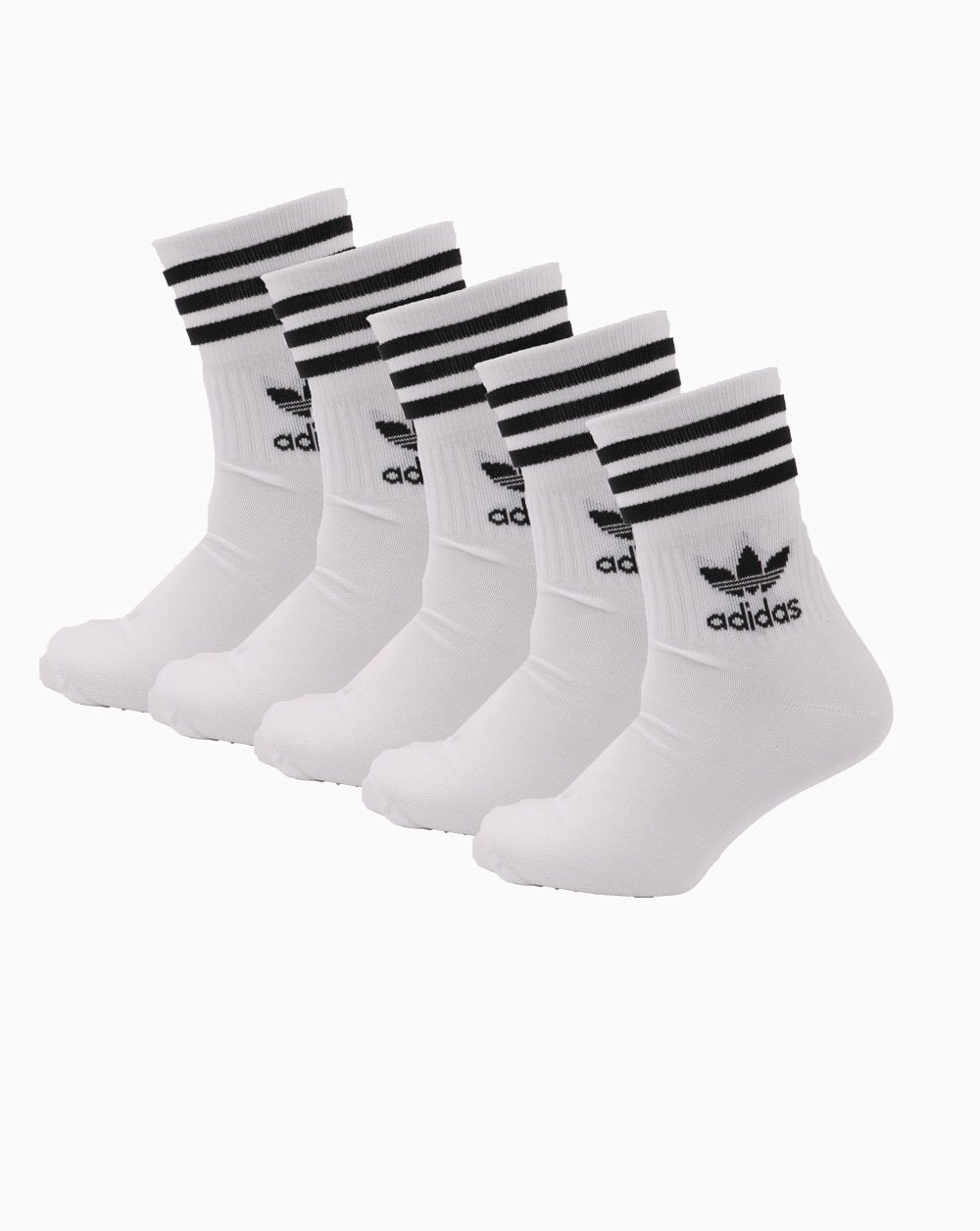Adidas Originals Mid Cut Crew Socks 5 Pack White