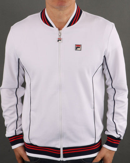 Fila Vintage Retro Trainingsjacke Weiß Marine Rot