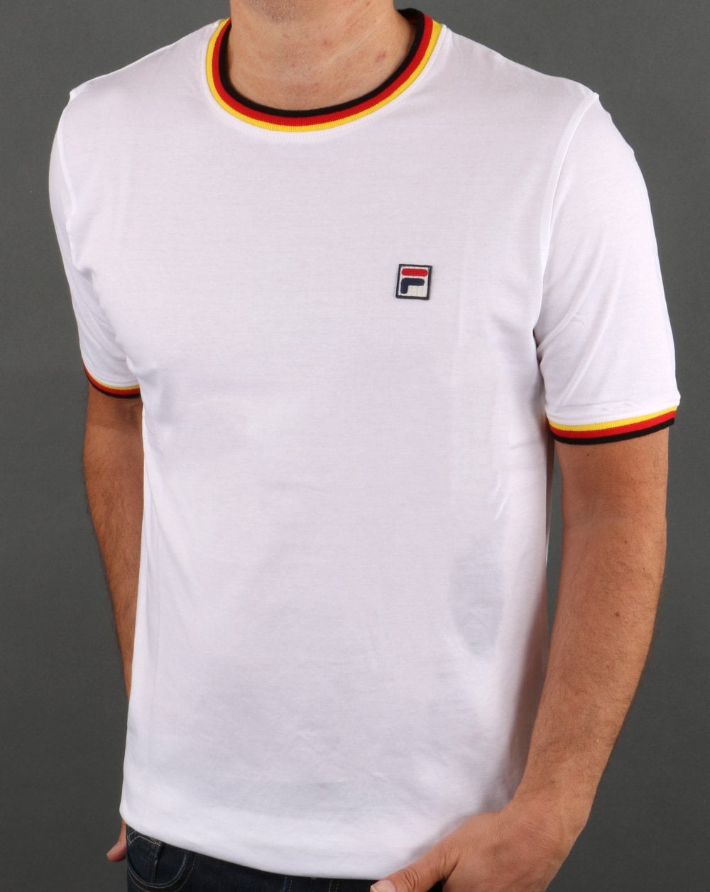 Fila Vintage T-Shirt Weiß - Rot Gelb