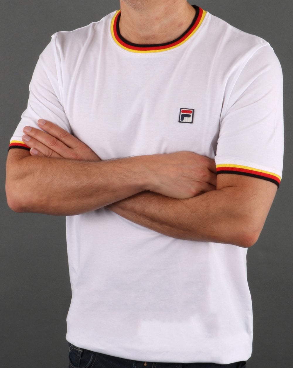 Fila Vintage T-Shirt Weiß - Rot Gelb