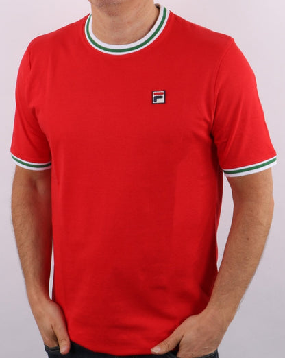 Fila Vintage Retro Ringer T-Shirt Rot