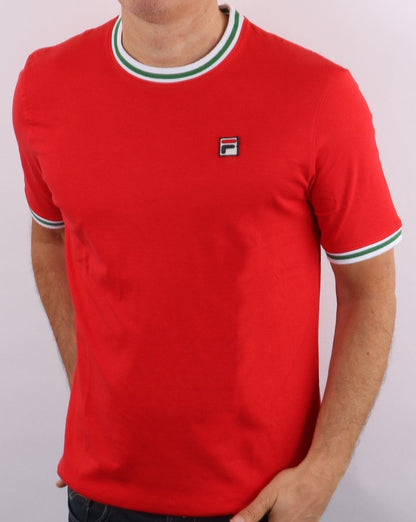 Fila Vintage Retro Ringer T-Shirt Rot