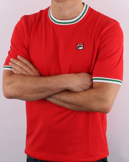 Fila Vintage Retro Ringer T-Shirt Rot
