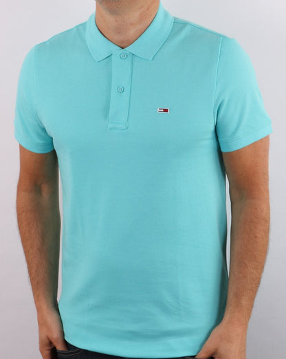 Tommy Jeans Poloshirt aus Baumwollpikee, Aquablau