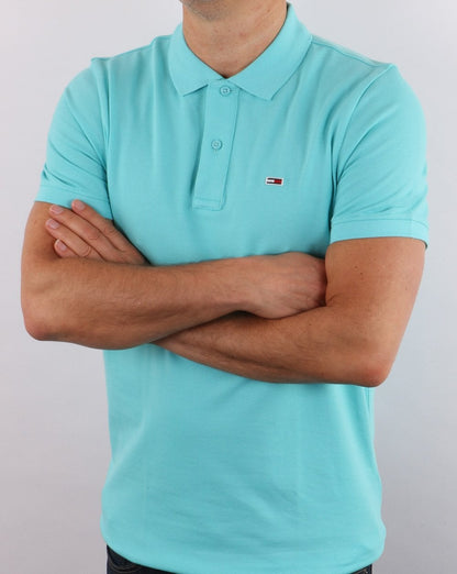 Tommy Jeans Poloshirt aus Baumwollpikee, Aquablau