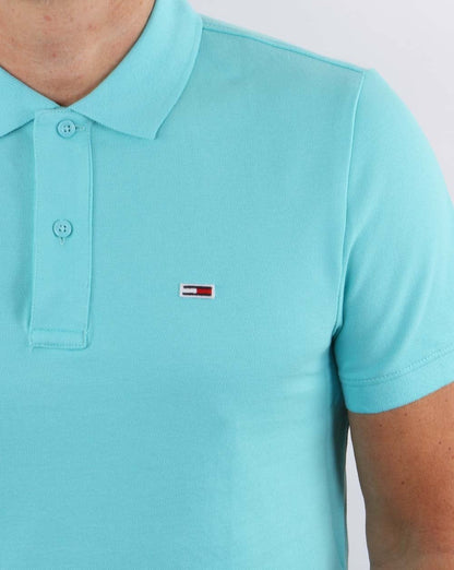 Tommy Jeans Poloshirt aus Baumwollpikee, Aquablau