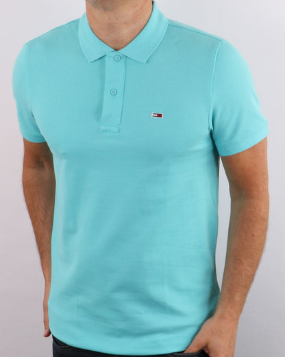 Tommy Jeans Poloshirt aus Baumwollpikee, Aquablau