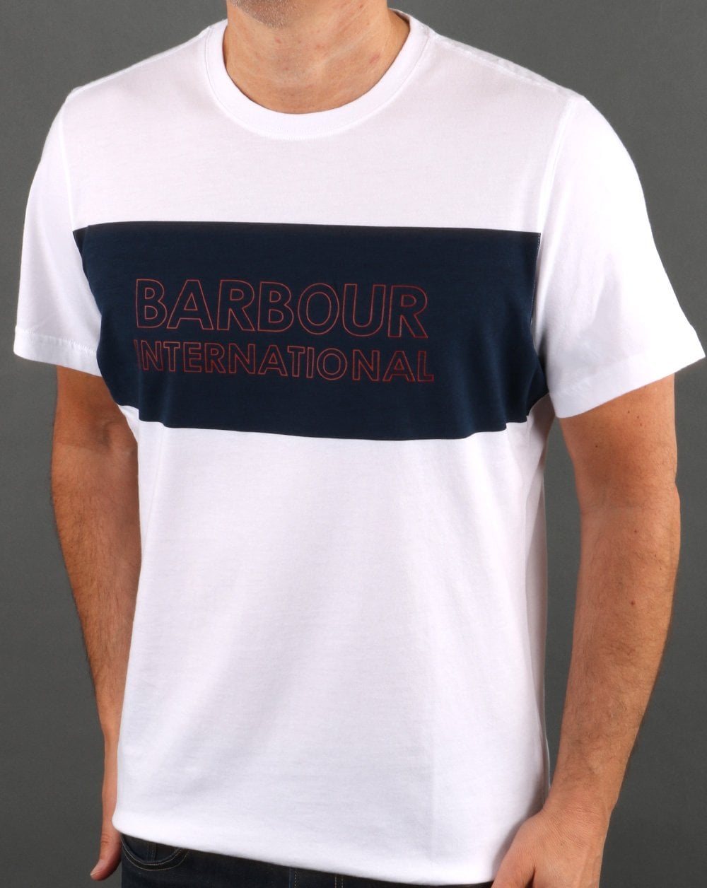 Barbour International Panel Logo T-Shirt Weiß