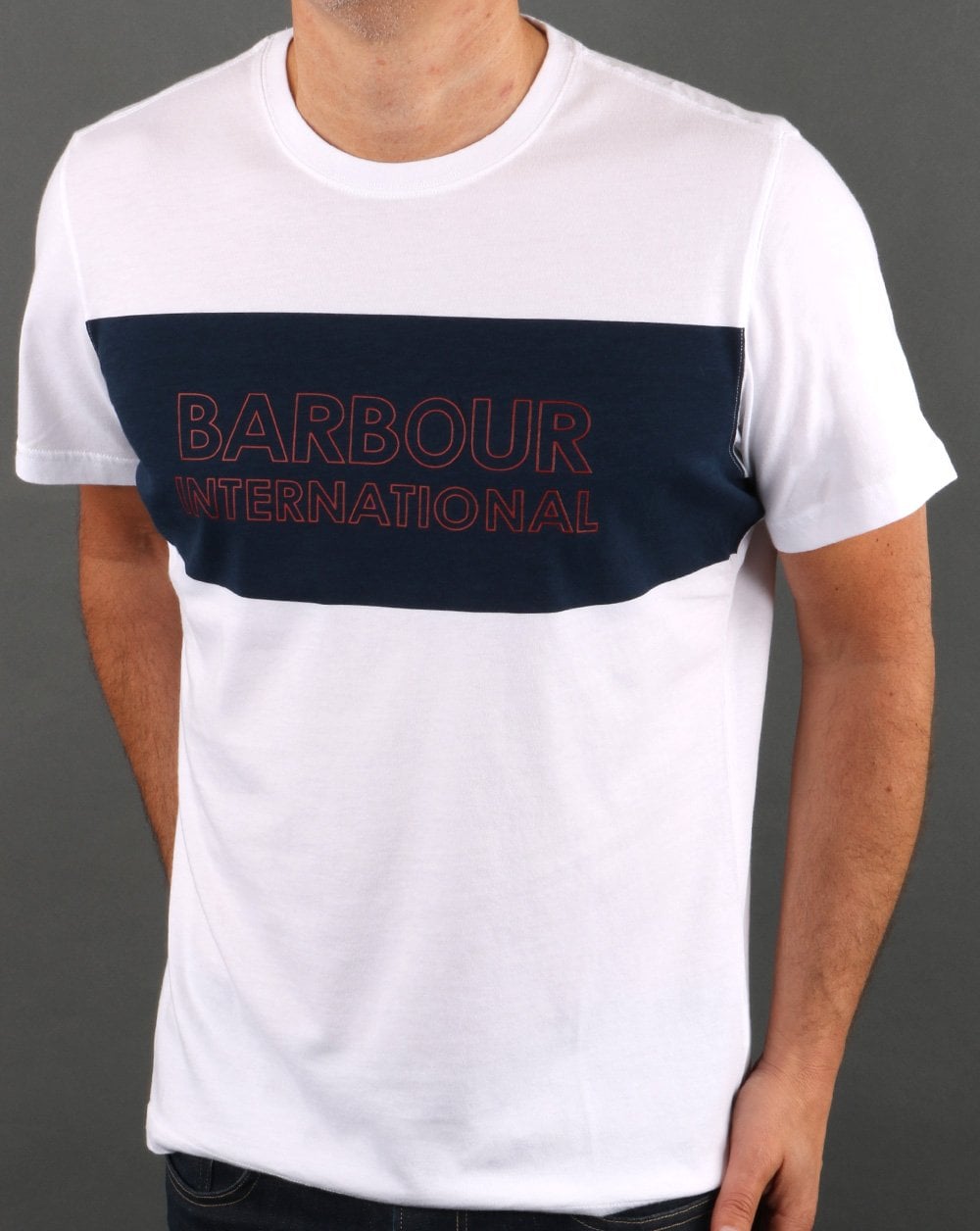 Barbour International Panel Logo T-Shirt Weiß