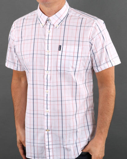 Barbour – Tattersall – Kurzarmhemd in verblasstem Rosa