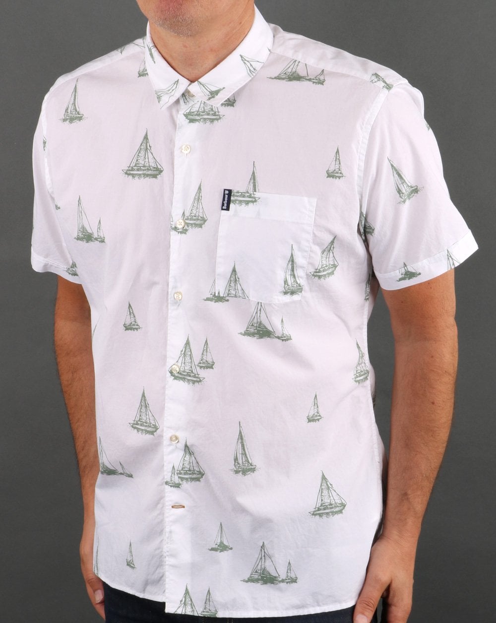 Barbour Sommer-Print Kurzarmhemd Weiß